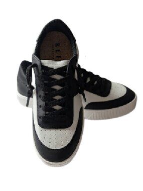 Reef Lay Day Seas Leather Hidden Wedge Insole Court Black White Sneaker SZ 8 NWT